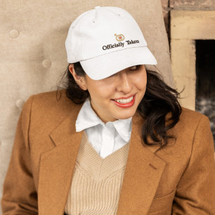 Officially Taken & Wedding Rings, Bride,Modern Embroidered Hat