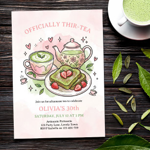 Officially Thir-tea Matcha Birthday Brunch Tea Invitation