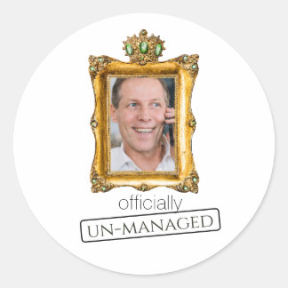 officially unmanaged classic round sticker