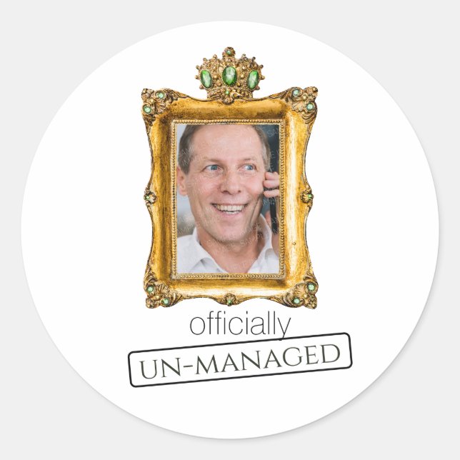 officially unmanaged classic round sticker (Front)