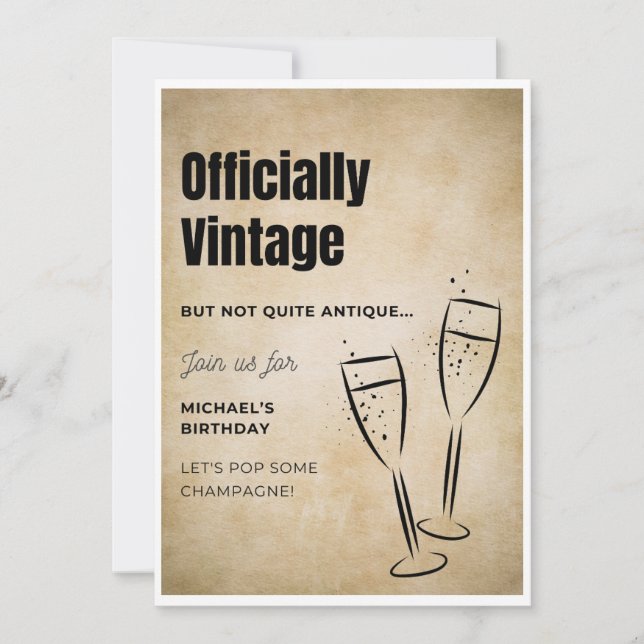 Officially Vintage Not Antique Adult Birthday Card (Front)
