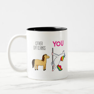 Officiant Unicorn Proposal Gift or Thank You Two-Tone Coffee Mug