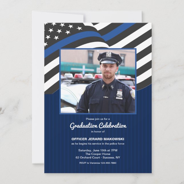 Officier de police Photo Drapeau Invitation de gra (Devant)