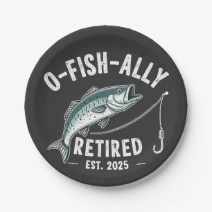Offishally Retired est 2025 Fisher Dad Retirement Paper Plate