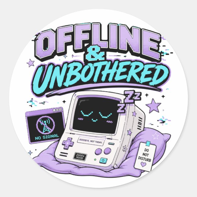 Offline And Unbothered Retro Sticker (Front)