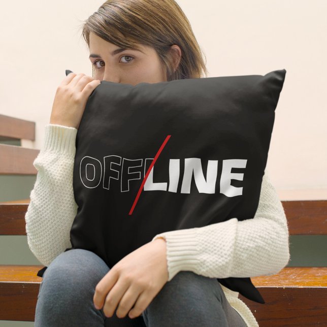 Offline | Geek Humour | Games Room Decor Throw Pillow (Creator Uploaded)