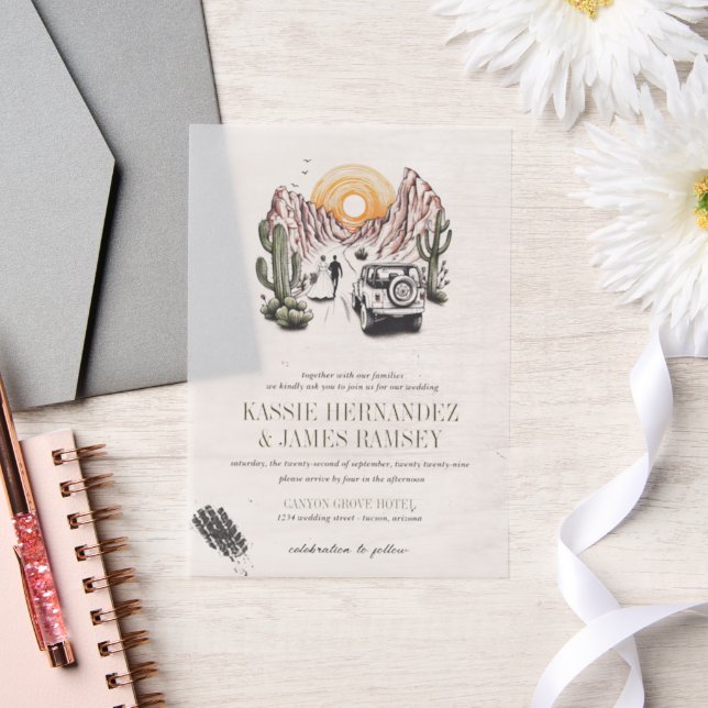 Offroad Canyon Couple Wedding Vellum Invitations (Wedding)