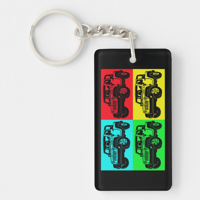 Offroad vehicle pop art keychain (Front)