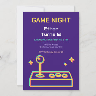 Offset Arcade Joystick 12th Birthday Invitation