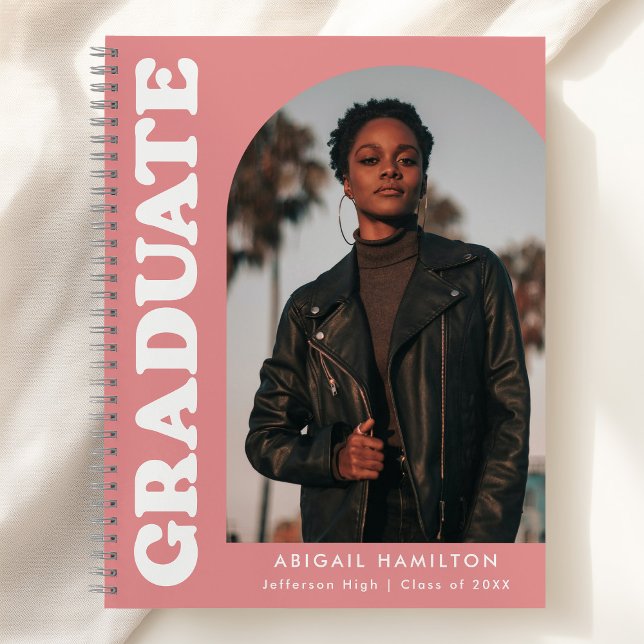 Offset Arch Pink Photo Graduation Livre d'invités (Créateur téléchargé)