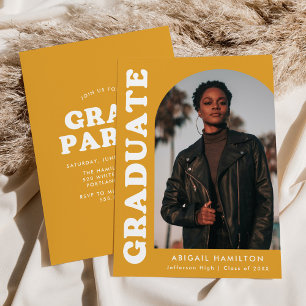 Offset Arch Yellow Orange Photo Graduation Party Invitation