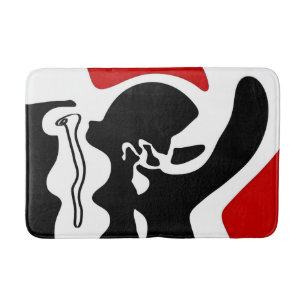 Offset Chamber: Abstract Black, White & Red Bath Mat