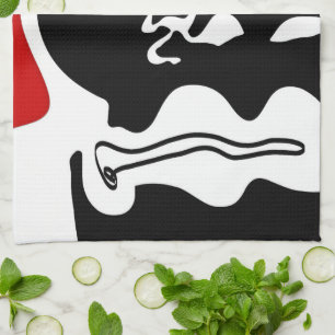 Offset Chamber: Abstract Black, White & Red Kitchen Towel