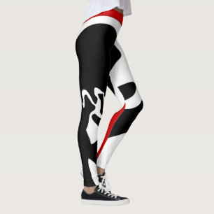 Offset Chamber: Abstract Black, White & Red Leggings
