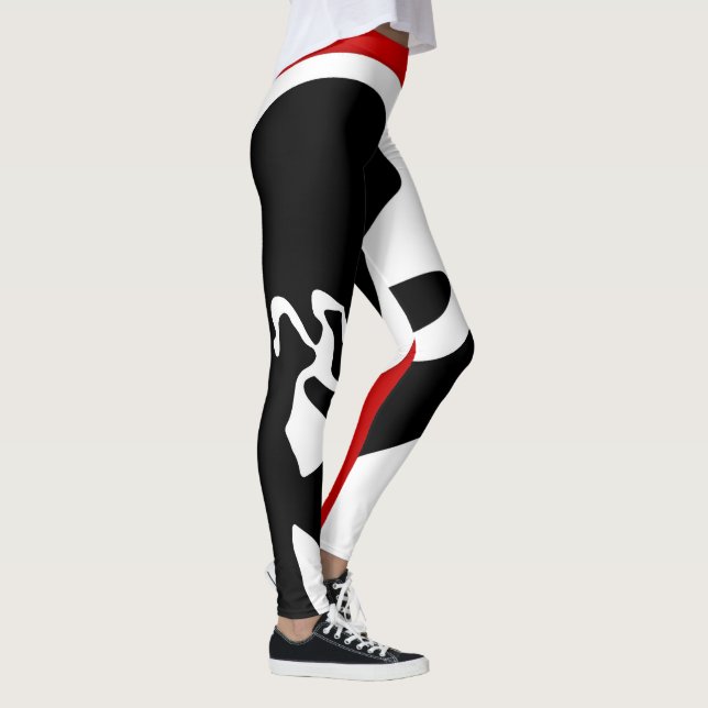 Offset Chamber: Abstract Black, White & Red Leggings (Right)