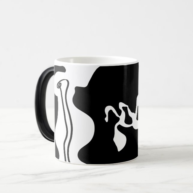 Offset Chamber: Abstract Black, White & Red Magic Mug (Front Left)
