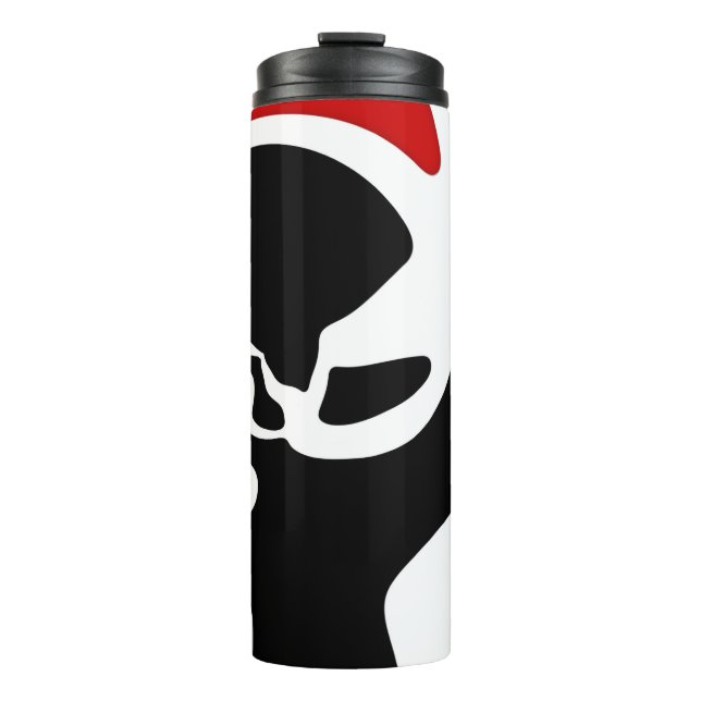 Offset Chamber: Abstract Black, White & Red Thermal Tumbler (Front)