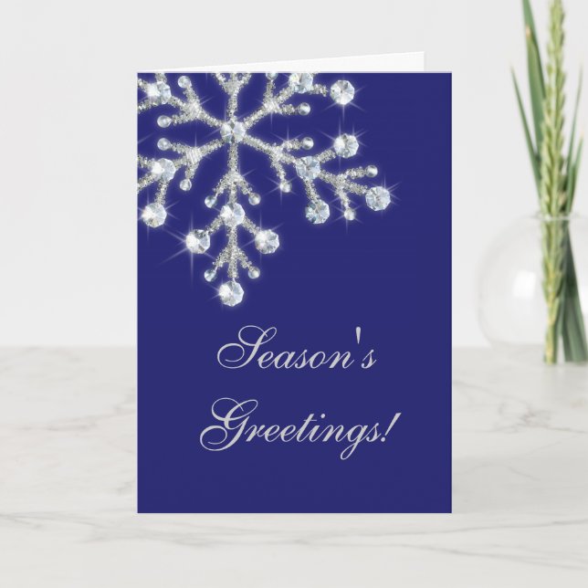 Offset Crystal Snowflake Carte de vacances (Devant)