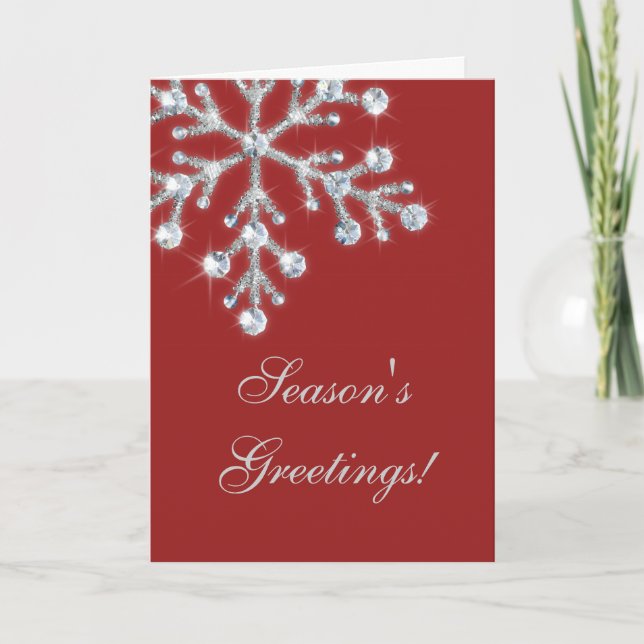 Offset Crystal Snowflake Carte de vacances (rouge) (Devant)