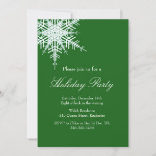 Offset Fête de Vacances Snowy Green Invitation