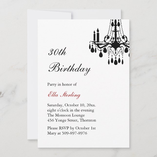 Offset Grand Ballroom Birthday Invitation (white) (Front)