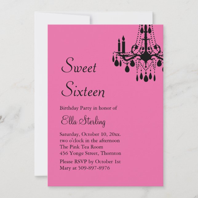Offset Grand Ballroom Birthday Invite (fuchsia) (Front)