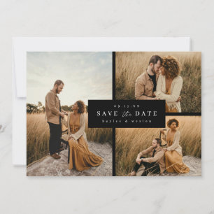 Offset Grid Save the Date Photo Card Announcement