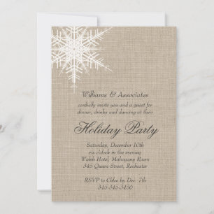 Offset Rustic Snowflake Corporate Holiday Invite