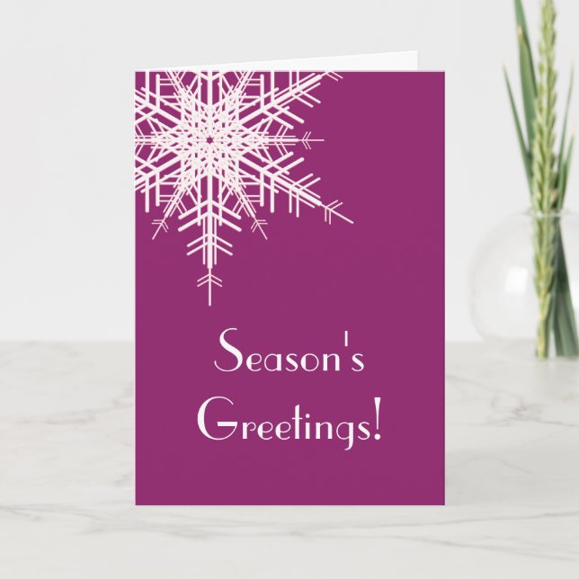 Offset Snowfake Magenta Snowflake Carte de vacance (Devant)