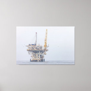 Offshore Oil Rig in Foggy Ocean Canvas Print