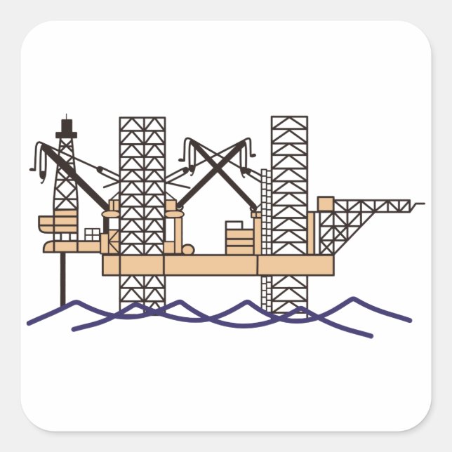 Offshore Oil Rig Square Sticker (Front)