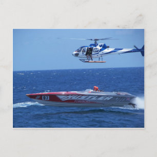 Offshore Powerboat And Helicopter Postcard