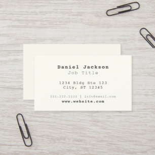 Offwhite Cream Minimal Classic Typewriter Business Card