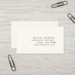 Offwhite Minimal Typewriter Font Front Only Business Card