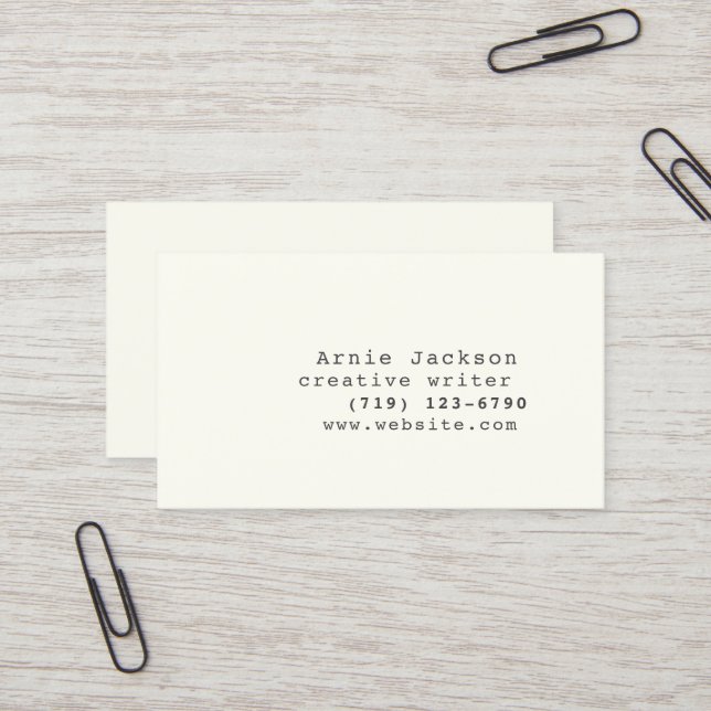 Offwhite Minimal Typewriter Font Front Only Business Card (Front/Back In Situ)