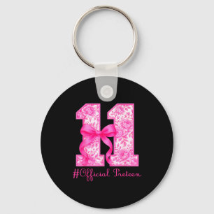 Oficial Preteen 11th Birthday Girl Pink Coquette B Keychain