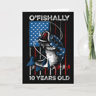 Ofishally 10 Year Old Shirt 10th Birthday Fishing Card