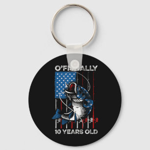 Ofishally 10 Year Old Shirt 10th Birthday Fishing  Keychain