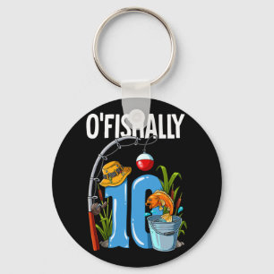 O'fishally 10 Years Old 10th Birthday Fishing Keychain