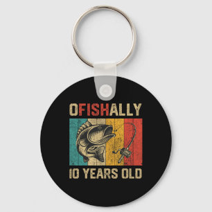 Ofishally 10 Years Old Funny Fishing Birthday Fish Keychain