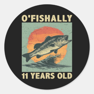 Ofishally 11 Years Old Fishing Fisherman 11th Birt Classic Round Sticker
