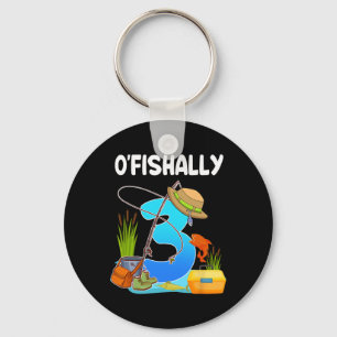 O'fishally 3rd Birthday Boy Fishing 3 Year Old Bda Keychain