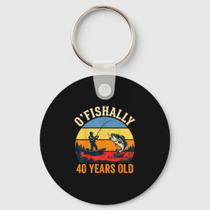 Ofishally 40 years old fishing lover retro art  keychain
