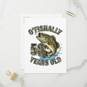 OFishally 50 Years Old Fishing Lover 50th Birthday Invitation Postcard