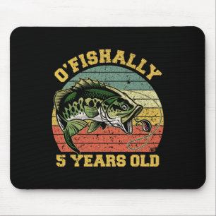 O'fishally 5 Years Old Fishing Birthday Theme Part Mouse Pad