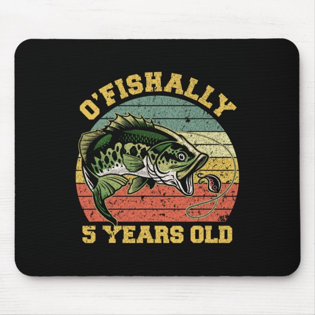 O'fishally 5 Years Old Fishing Birthday Theme Part Mouse Pad (Front)