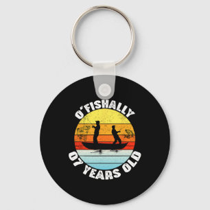 O'fishally 7 Years Old Fishing Birthday Theme Part Keychain