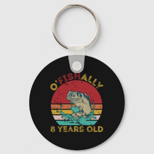 Ofishally 8 Years Old Funny Fishing Birthday Fishe Keychain