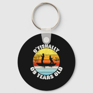 O'fishally 9 Years Old Fishing Birthday Theme Part Keychain