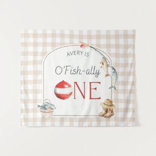 Ofishally One Birthday Personalized Banner Tapestry